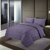 Duvet Covers, purple duvet covers, purple check print duvet covers, single duvet covers, double duvet covers, king size duvet covers, microfiber duvet covers sets, Microfiber bedding sets, 3Pcs Duvet Covers set,
